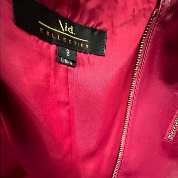 Id. Collection Pink Leather Moto Jacket Vintage Women Size 8 FLAWED - SEE NOTES - Picture 3 of 13